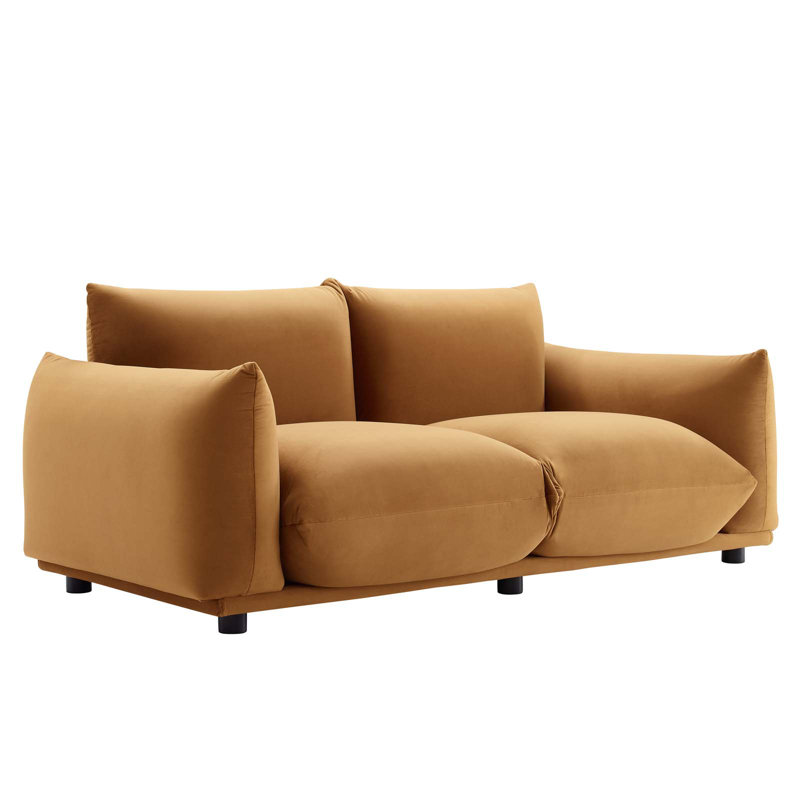 Copious Performance Velvet Loveseat, Cognac Polyester