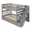 Lit superposé double en bois massif avec rangement et rangement, avec 6 tiroirs de rangement et tablettes ouvertes, gris doux