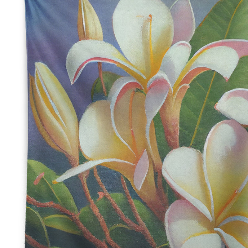 Tapisserie murale florale blanche et jaune Plumeria III, H 32 po x l 39 po