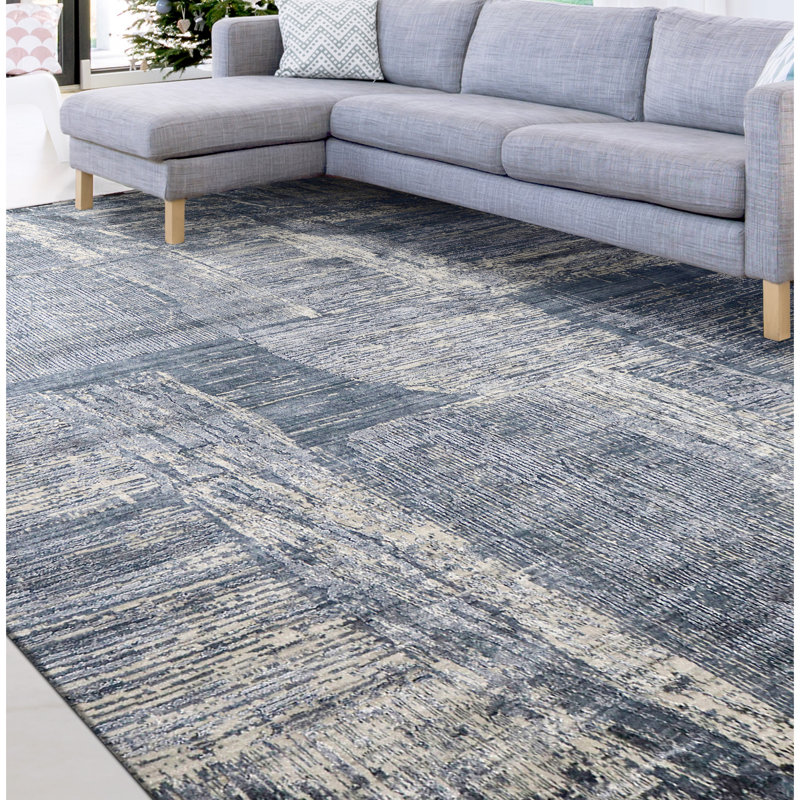 Linen Abstract Area Rug, Rectangle 8' x 10'