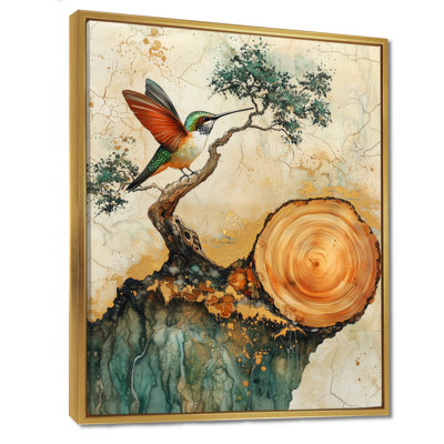 Gineva Hummingbird Tree On A Top Of A Wood Slide I - Hummingbird Wall Art