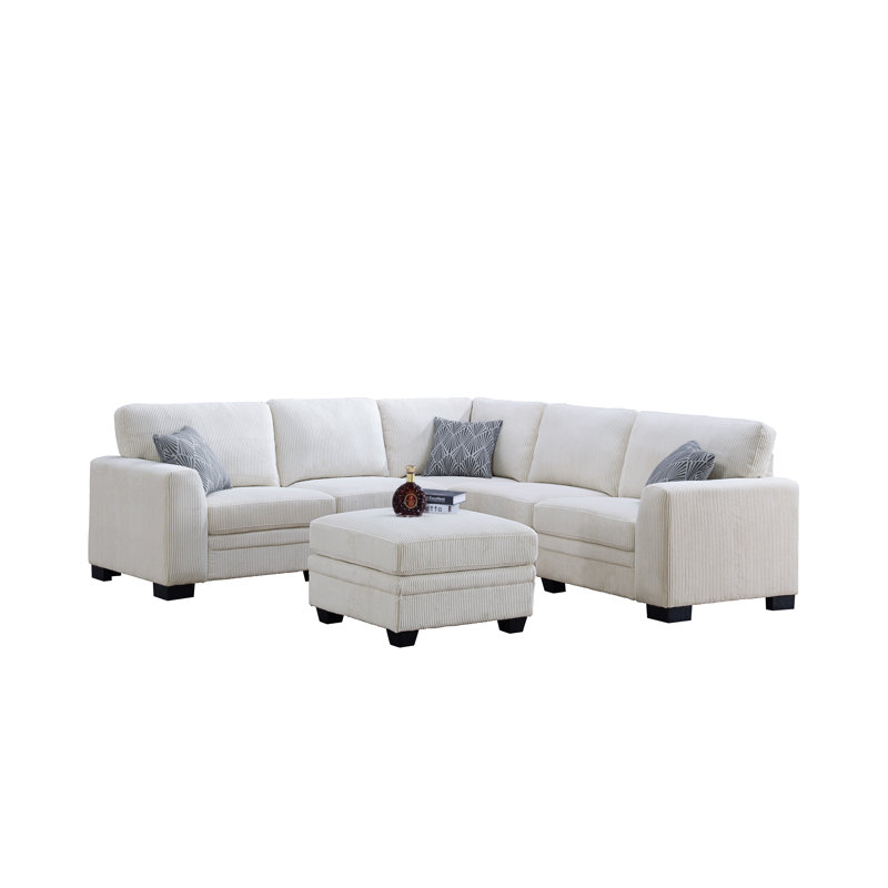 Canapé modulaire en velours côtelé 6 pièces, Velours côtelé crème