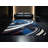 Machine Washable Aust Alpine Skiing Sleek & Chic Modern Arc Rug in Gray – Navy Binding-1524040368