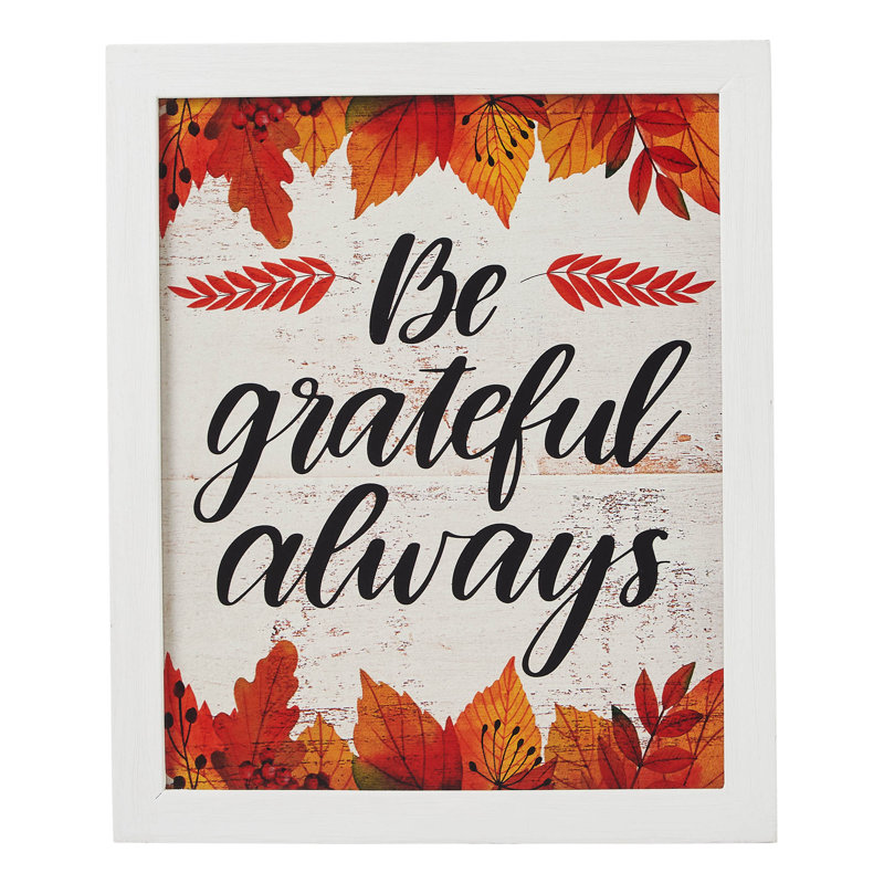 Plaque murale Be Be Grateful Always Fall Leaves 12 x 10