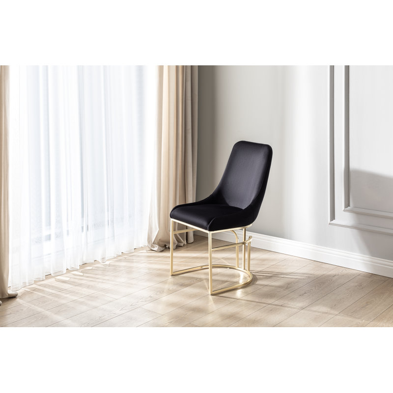Chaises de salle à manger rembourrées Zular, Or, Noir