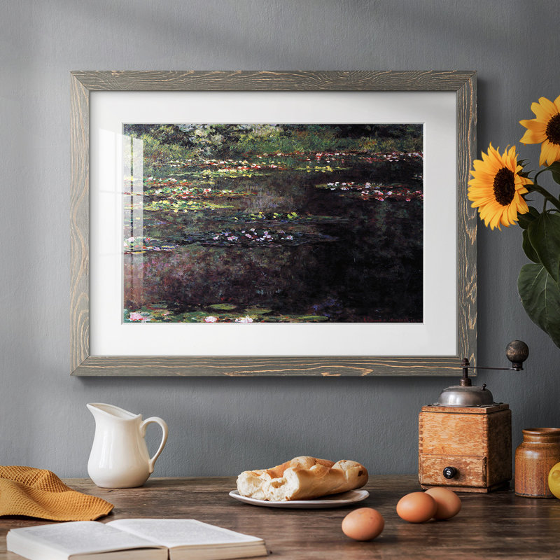 «Water Lilies, Water Landscape # 5» par Monet, reproduction d'art sur papier, Gris, H 26 po x l 38 po x P 1,5 po