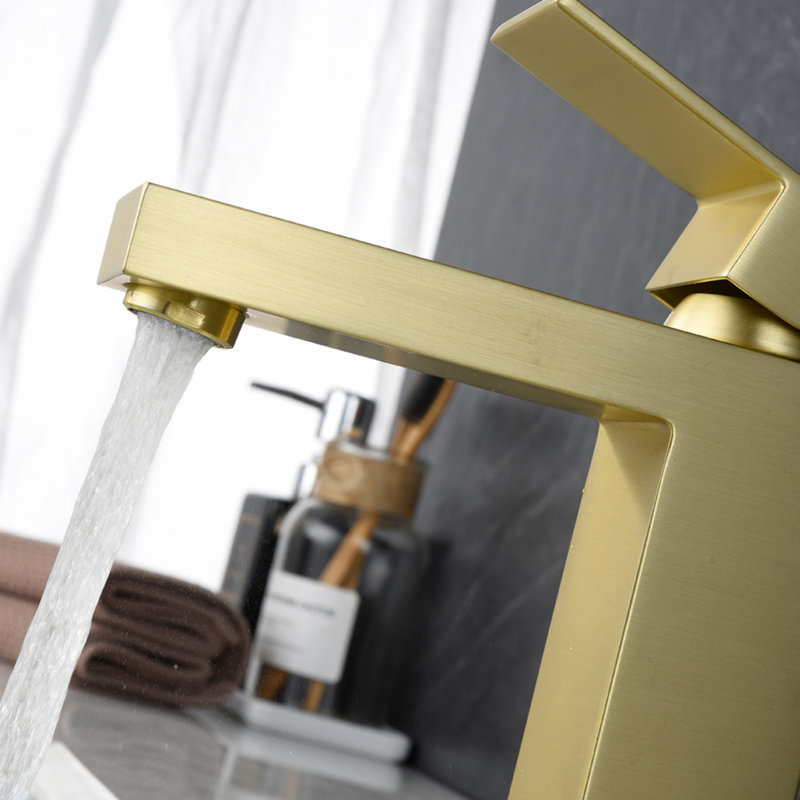 Robinet de lavabo de salle de bain à poignée simple en laiton