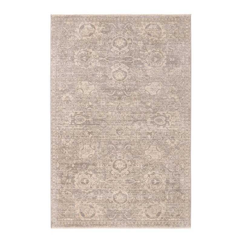 Tapis gris à motif floral Gause, Rectangle 6 pi x 9 pi 2 po