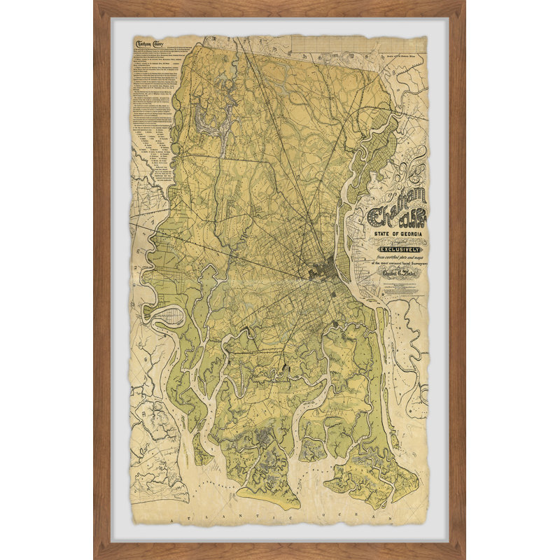 «State of Georgia Map», reproduction d'art graphique sur papier encadré, H 36 po x l 24 po x 1,5 po