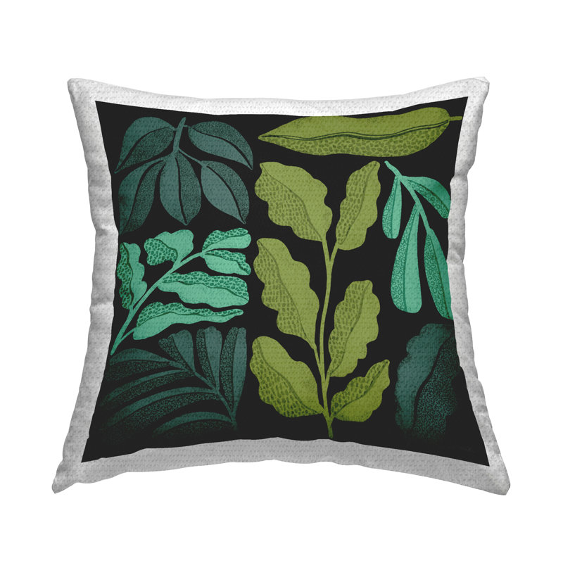 Coussin d'extérieur imprimé plante "Sprig Collage" par Cheryl Warrick
