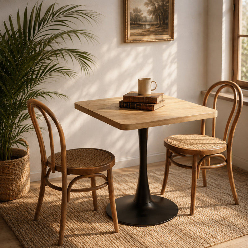 Table de salle à manger Mid Century, Naturel / Noir