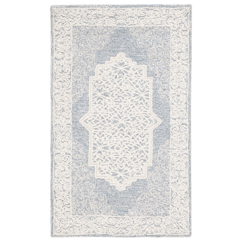 Tapis oriental abstrait en laine touffetée à la main avec envers en coton, Rectangle 3 pi x 5 pi