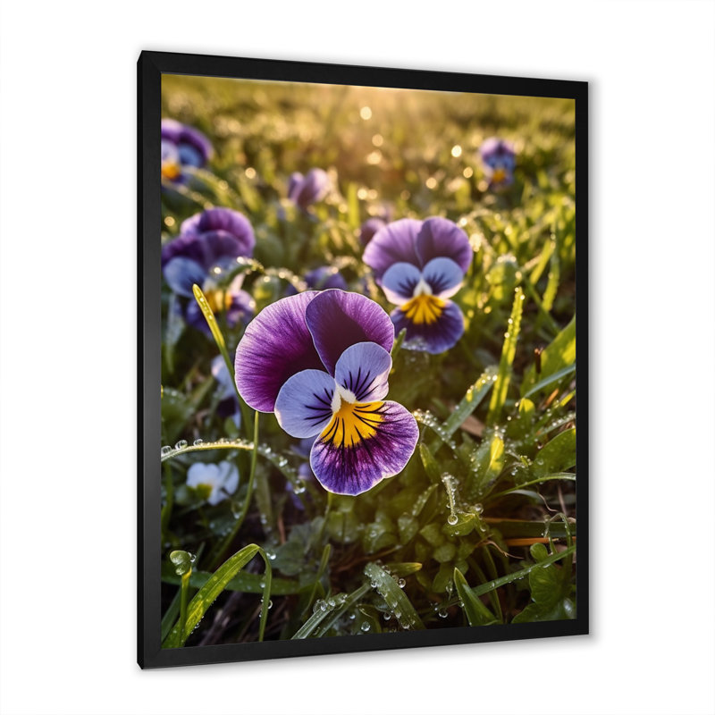 «Mauve, jaune, nature, pensées, V», sur toile, H 40 po x l 30 po x P 1,5 po, Cadre simple noir