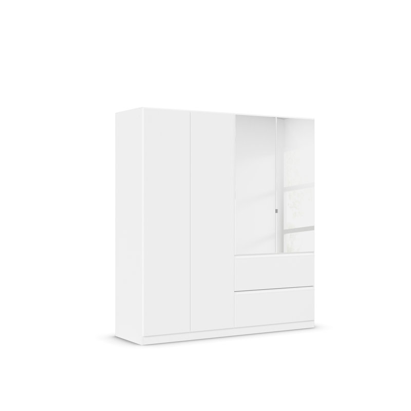 Wardrobe wardrobe COSTA hinged door wardrobe with push-to-open function, 197cm H x 181cm W x 54cm D, White/White handles