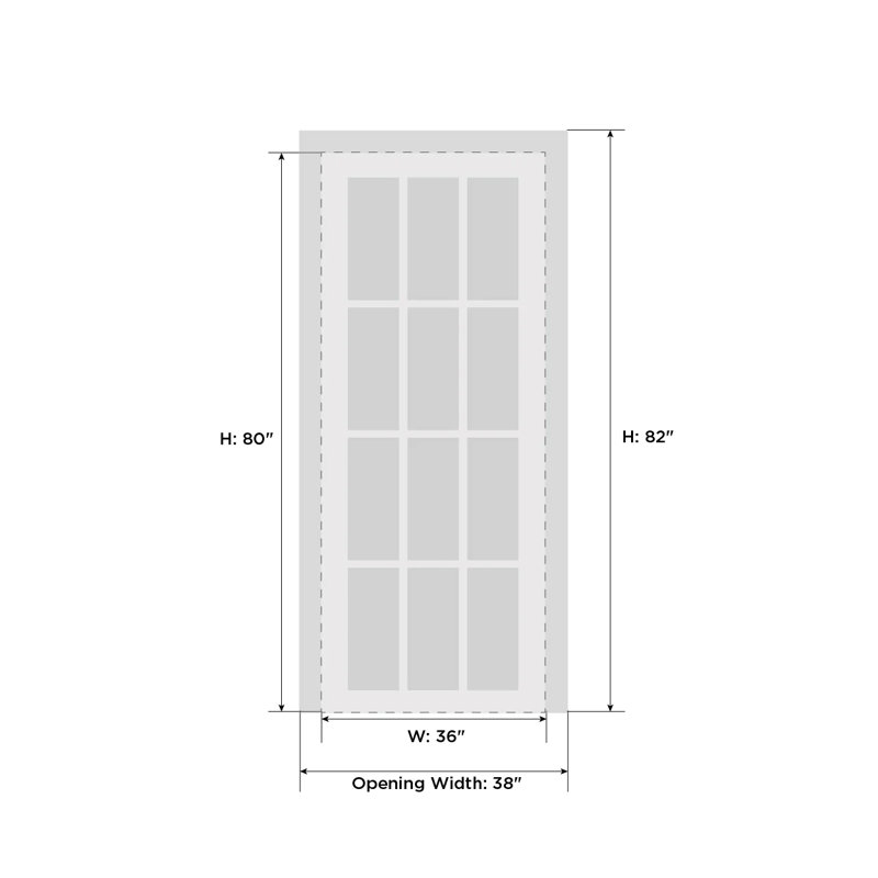 Quadro Frosted Glass Standard White Door with Installation Hardware Kit, 36" x 80"