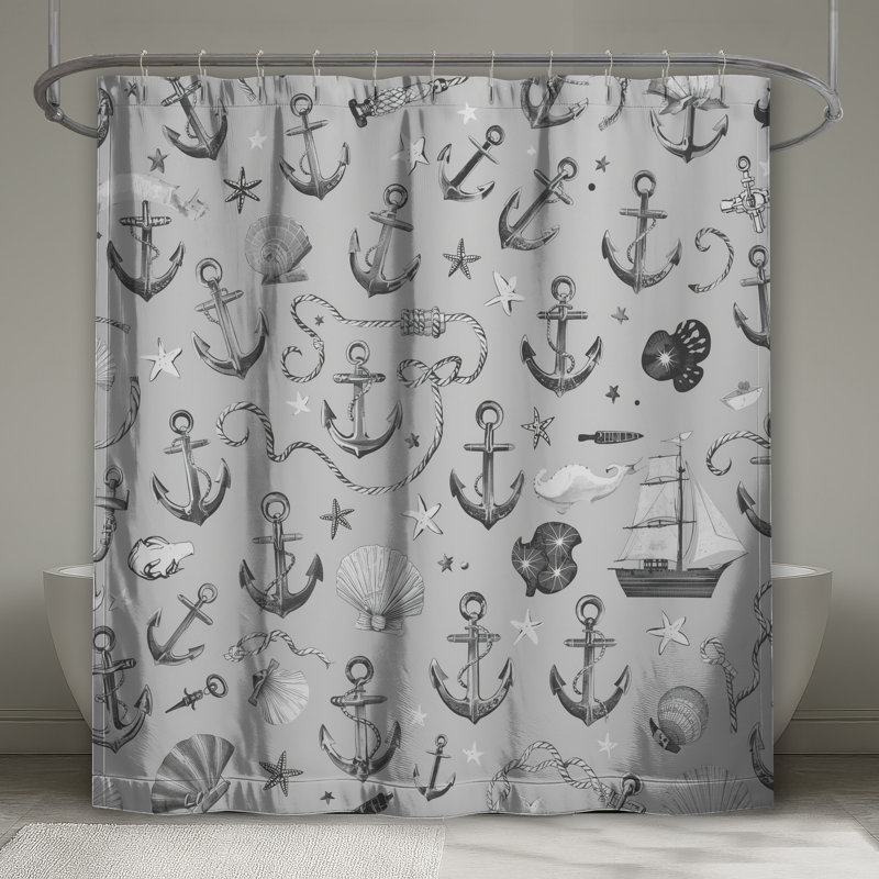 Rideaux de douche Nautical Anchor Shells, L 70 po x H 72 po