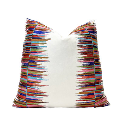 Housse de coussin brodée multicolore brodée