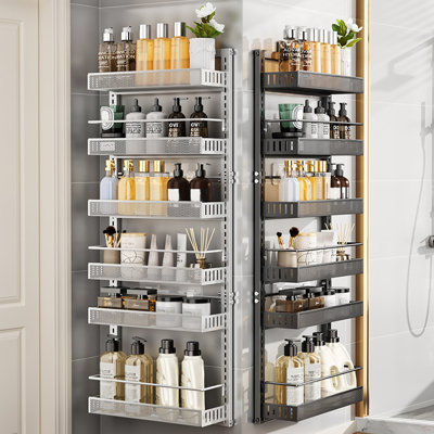 Rangement à 6 niveaux pour garde-manger au-dessus de la porte, organisateur de tablette de porte en acier au carbone à hauteur réglable, support à épices mural suspendu au-dessus de la porte, résistant aux égratignures amovible
