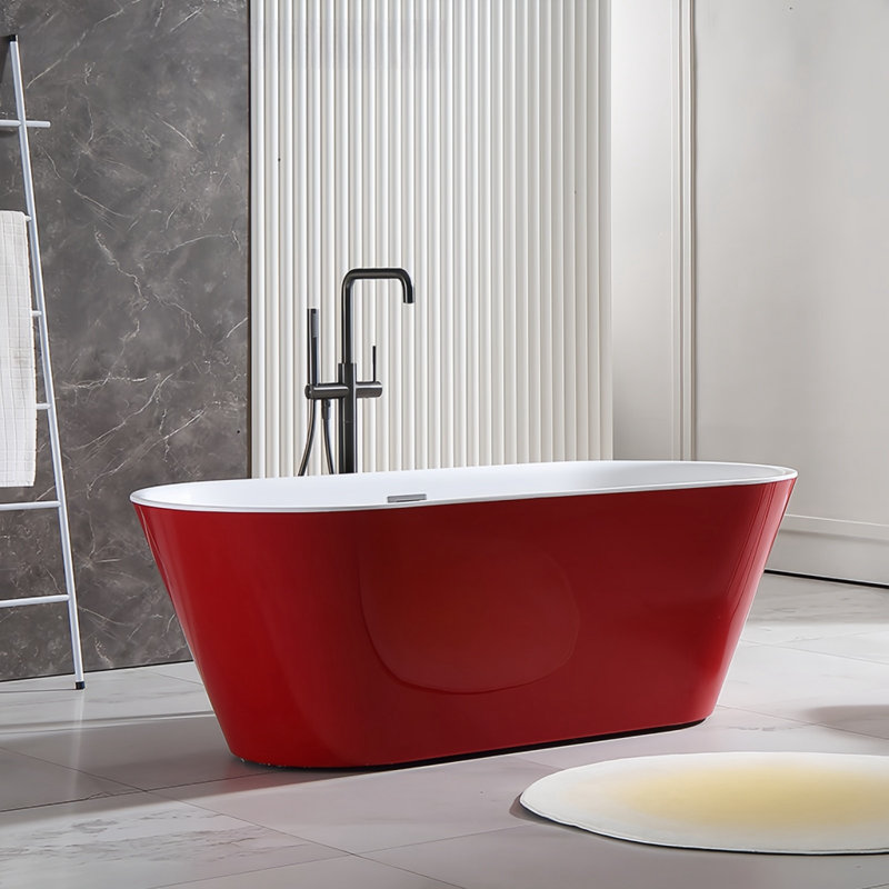 62.99'' x 29.53'' Bathtub, White/Red