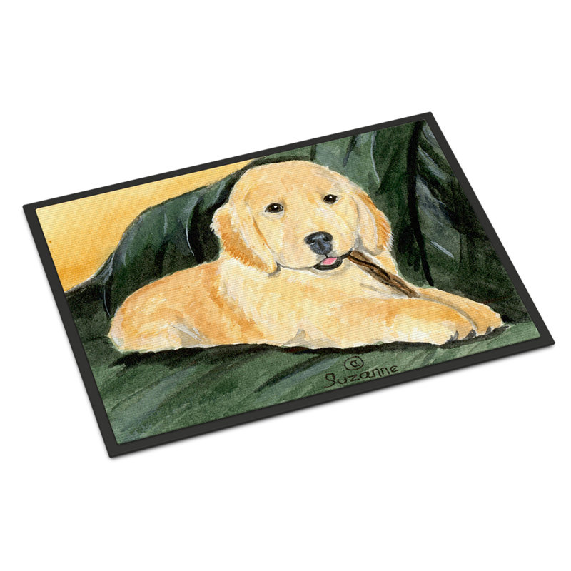 Tapis de porte d’intérieur anti-dérapant golden retriever, Rectangle 2 pi x 3 pi