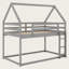 Lit superposé simple au-dessus de simple avec échelle, structure en pin massif, conception de maison de jeu pour enfants, mobilier de chambre peu encombrant-155979062