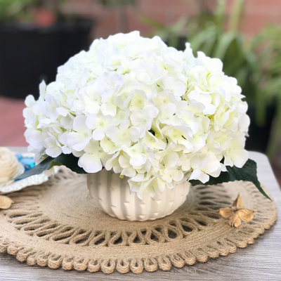 Silk Hydrangea Arrangement in Vase