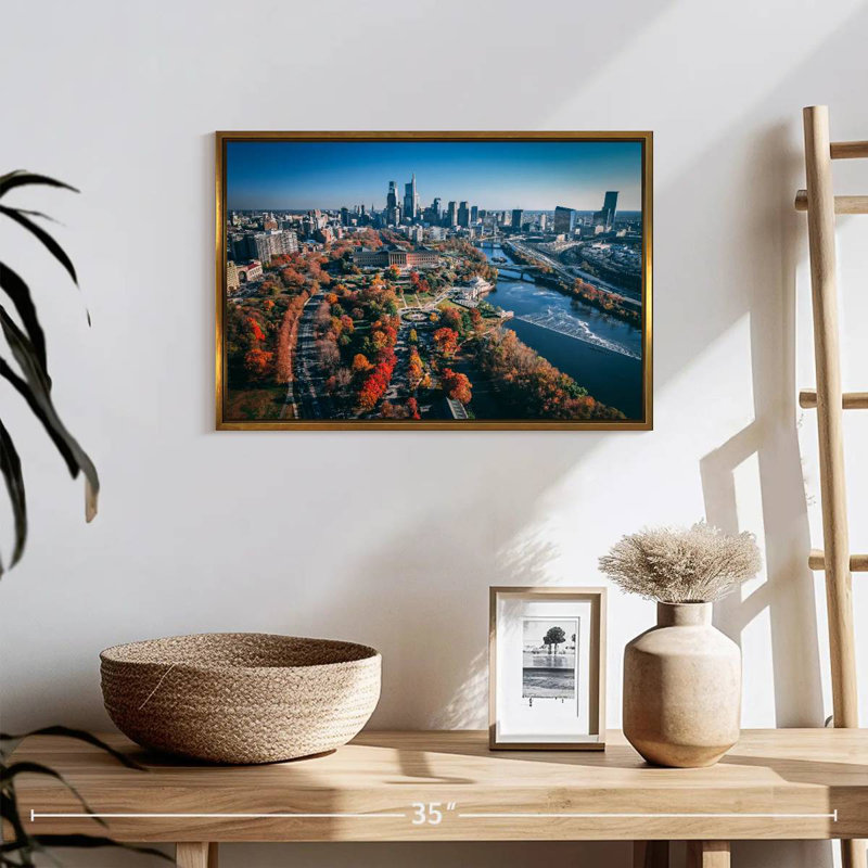 Philadelphie en automne, 19 po x 13 po, Cadre flottant doré