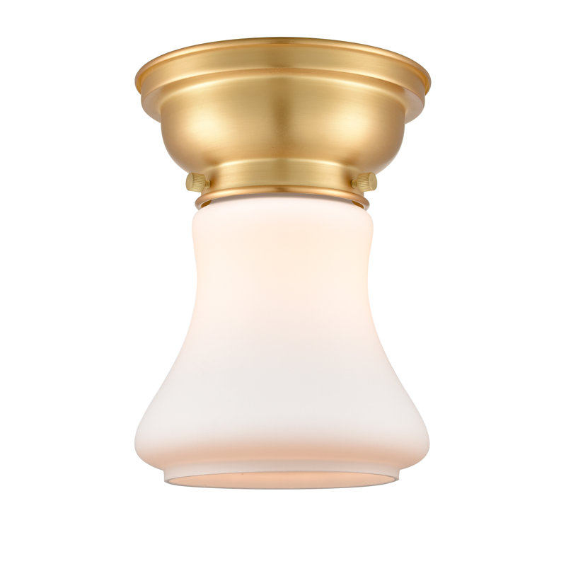 Wheeler Glass Flush Mount, Matte White, No Bulb Included, Satin Gold