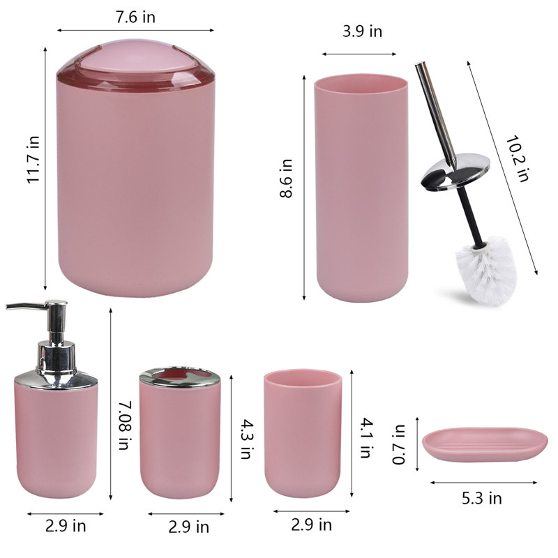 Balch Bathroom Accessory Set, Pink