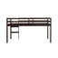 Lit mezzanine simple en bois massif, en bois d'hévéa avec échelle, plateforme de lattes renforcées, espresso