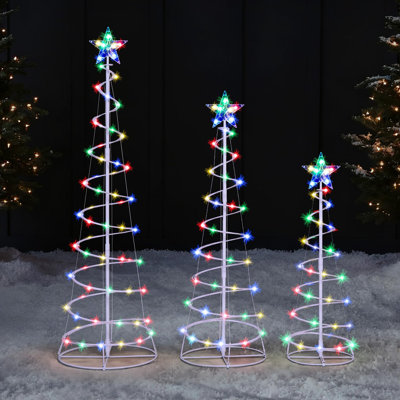 Ensemble de 3 lumières de Noël en spirale pour arbre de Noël avec 3 lumières DEL multicolores pré-installées