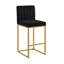 Tabouret à hauteur de comptoir moderne en velours avec dossier complet - ensemble de 2, noir / or-130022061-130022064