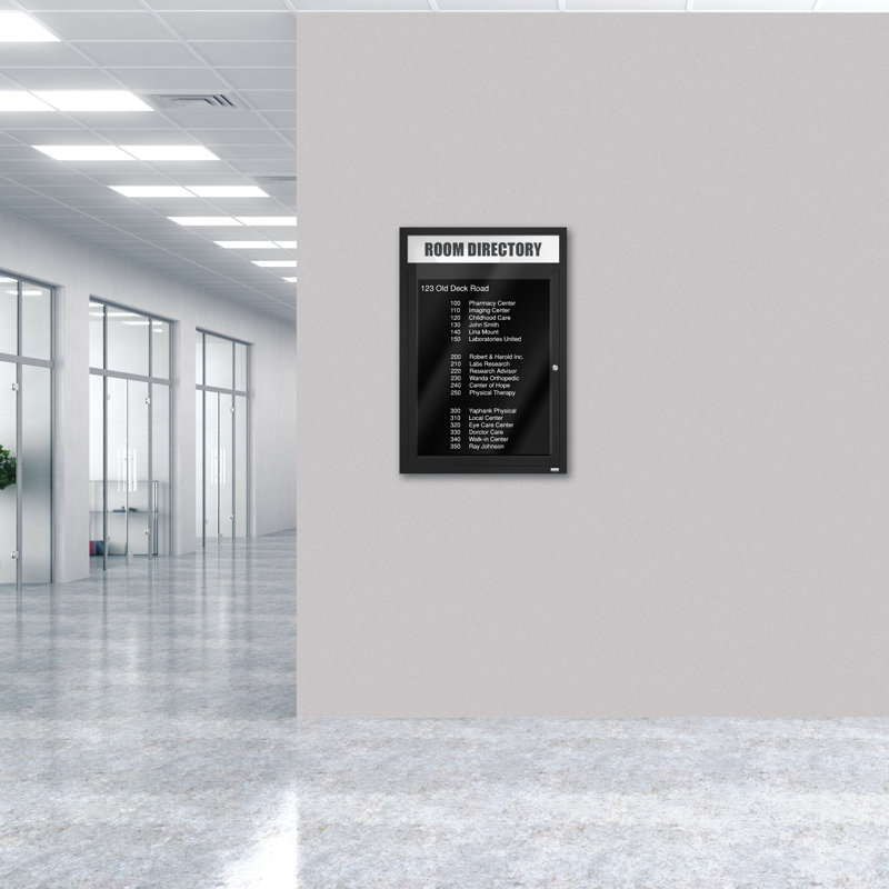 Carte à fixation murale délimitée directory cabinet, Noir thermolaqué, Un, H 36 po x l 24 po