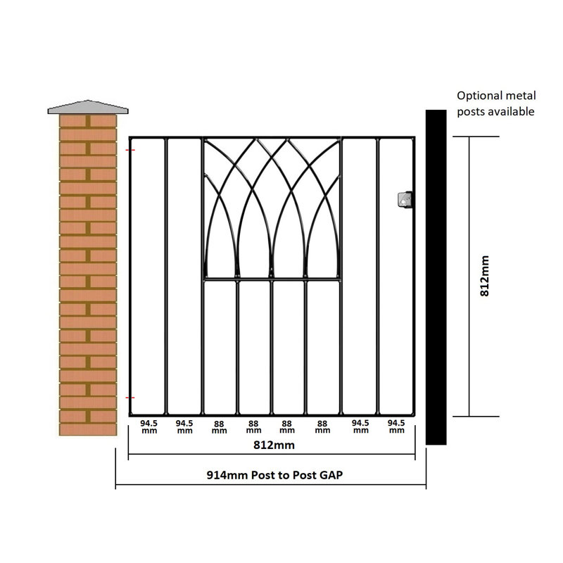 Guero Modern Metal Garden Gate 81cm High, 92cm W X 81cm H 
