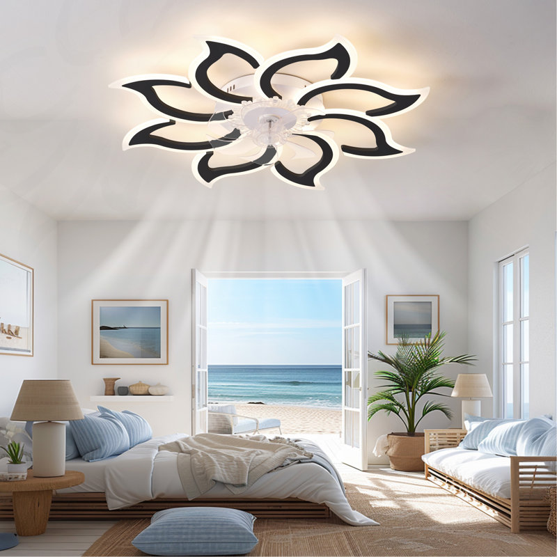 Ventilateur de plafond noir 37 po avec lumières, télécommande 3 températures de couleur, ventilateur à 6 vitesses