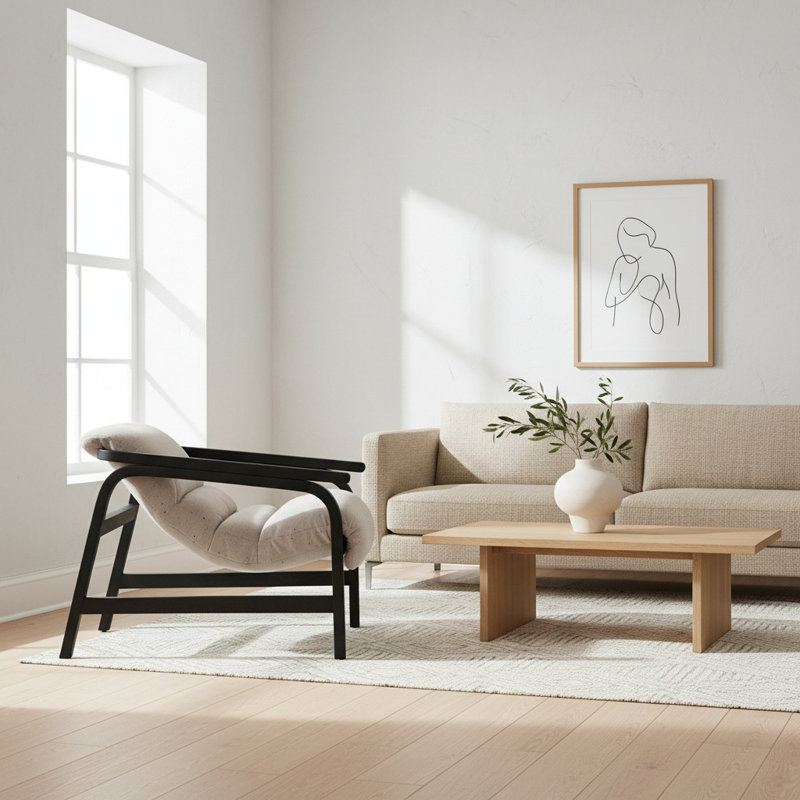 Cellire Chair, Stone Linen, Black