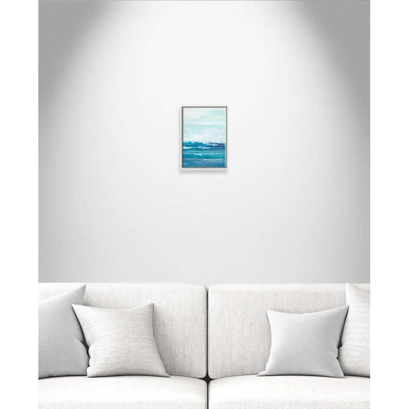 Distant Waves - Floater Frame, reproduction d'art sur toile, Blanc, H 16 po x l 12 po x P 2 po