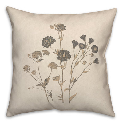 Botanicals Charcoal Tans Texture Indoor / Outdoor Pillow