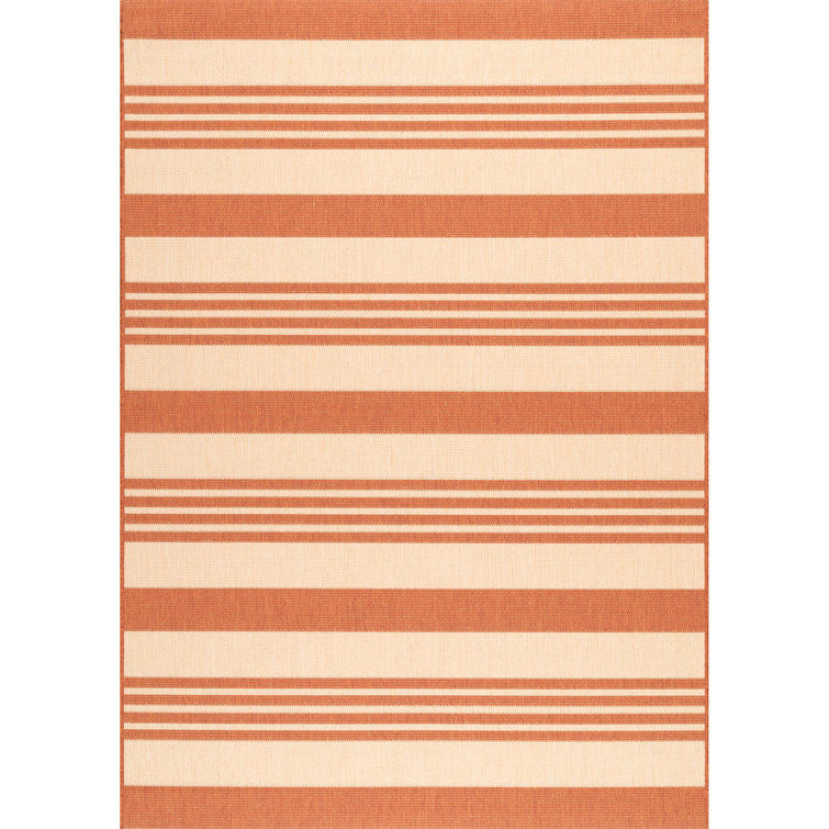 Haydon Striped Terracotta/Cream Indoor/Outdoor Rug
