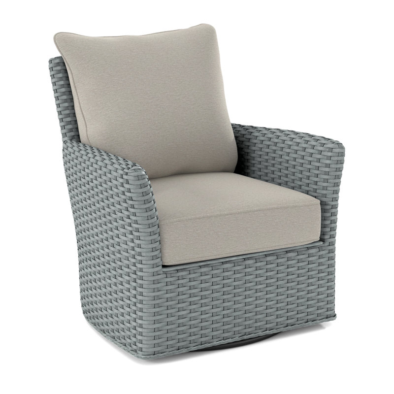 Lanai Upholstered Swivel Armchair, White Performance Fabric; 0851-94, Willow