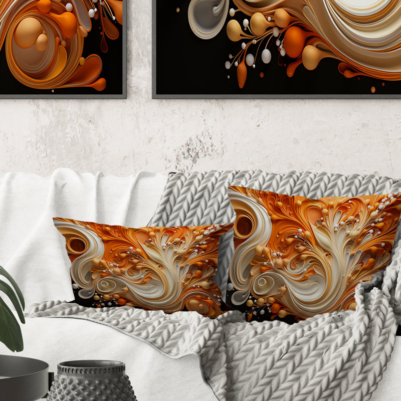 Coussin décoratif abstrait à motif de café - formes abstraites imprimées, 18" x 18"