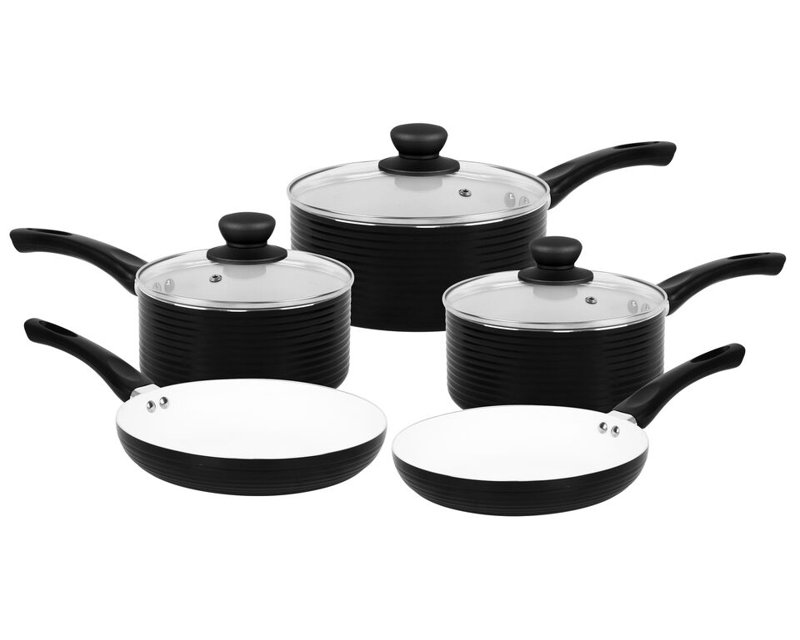 Damauni 8 - Piece Aluminum Cookware Set, Black