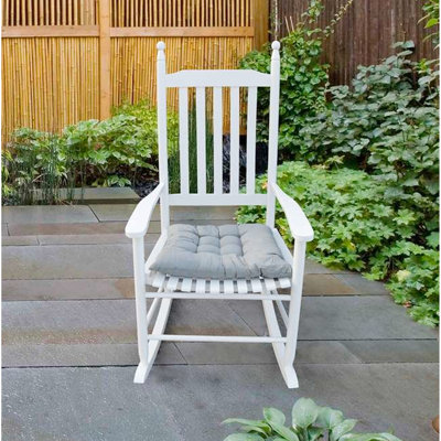 Solid Hardwood White Porch Rocker Chair - Ensures Comfort With Its Wide Seat And Armrest Has A Stable Slatted Back Rest For Easy Assembly Included 250Lbs Weight Capacity Made Of Wood Delivers