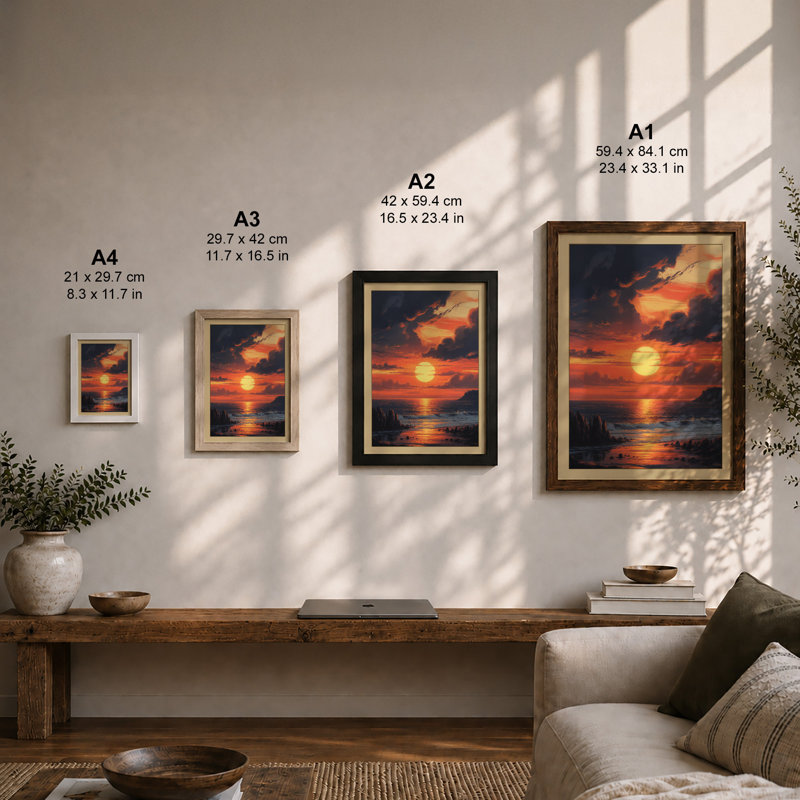Sunset Coastal - Framed Print, A1 - 84.1 x 59.4 cm, Unframed