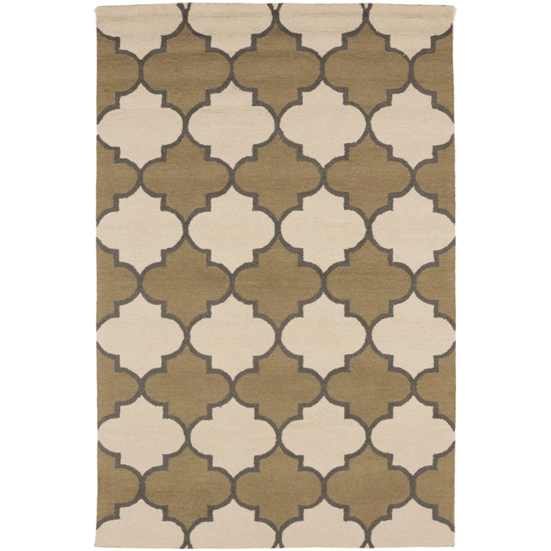 Tapis beige en laine touffeté à la main Trellis