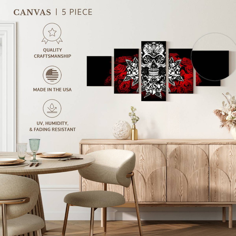 Floral White Skull, 30" H x 68" W