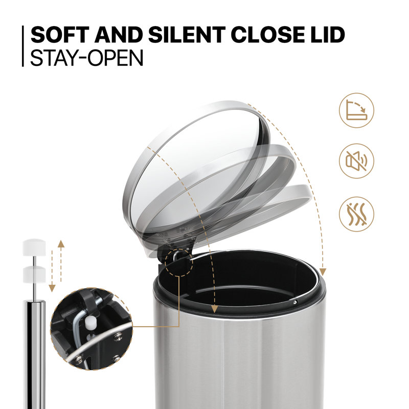 1.3 Gallon Brushed Stainless Steel Step Trash Can