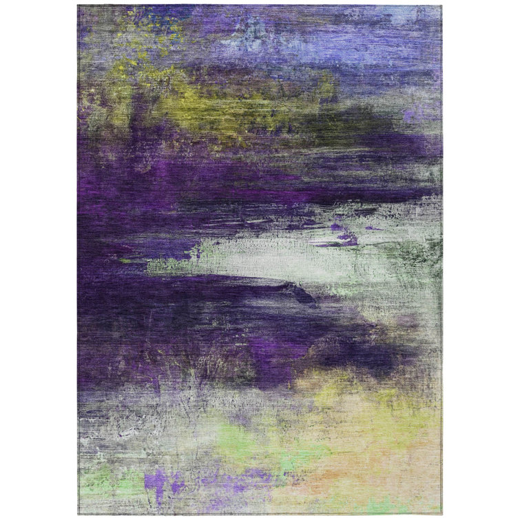 Machine Washable Indoor/Outdoor Xhevrie Purple Rug