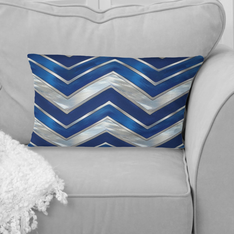 Coussin bleu Midcentury Chevron IV - Midcentury