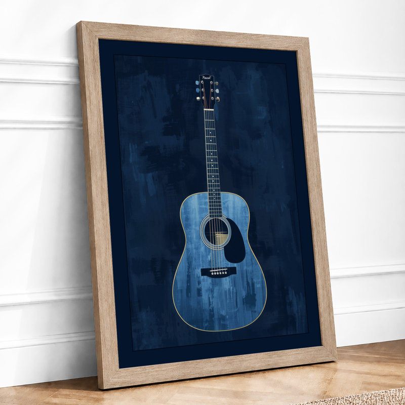 Classical Guitar in Blue Modern - Framed Print, A1 - 84.1 x 59.4 cm, Oak